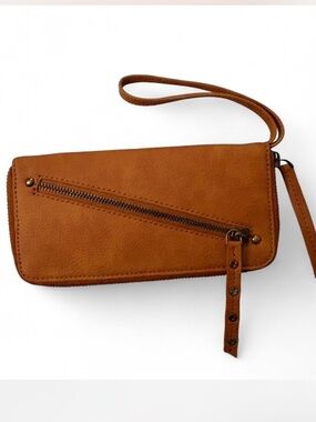 Free People Tan Suede Wristlet Wallet